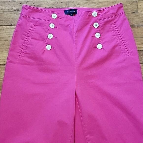 Charter Club Cropped Wide Leg Sailor Pants Hot Pink High Rise Barbie Nautical - Picture 3 of 15